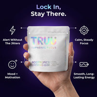 Lock in, stay there — alert without the jitters, calm steady focus, mood + motivation, smooth long-lasting energy